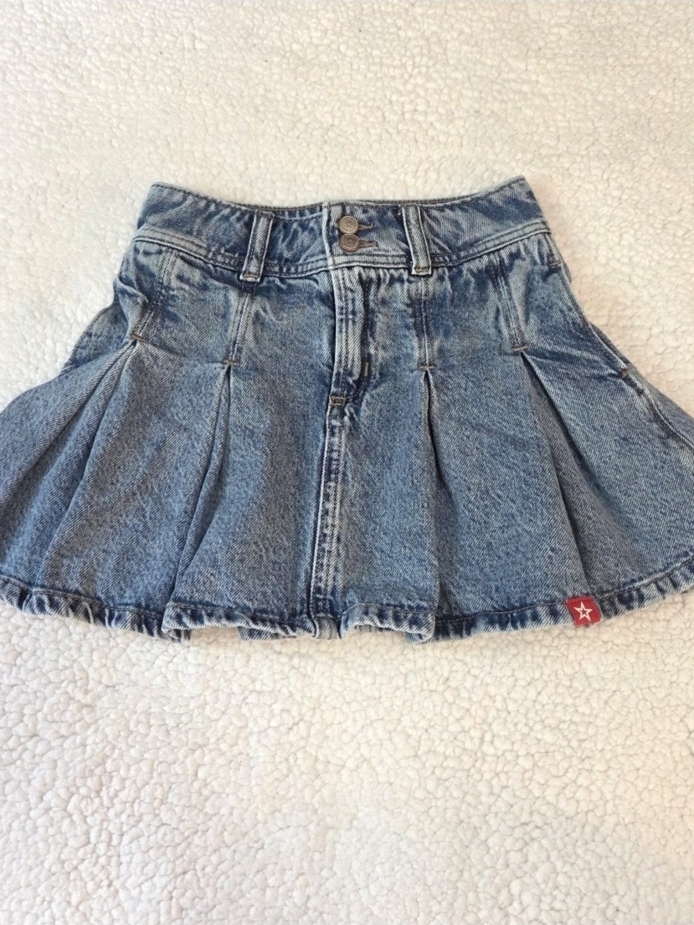 Gap American Girl Vintage Denim Pleated Mini Skirt Adjustable Waist Girls Size 5